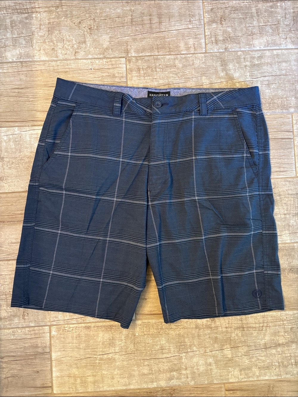 Hang Ten Men's Navy Plaid Performance Shorts